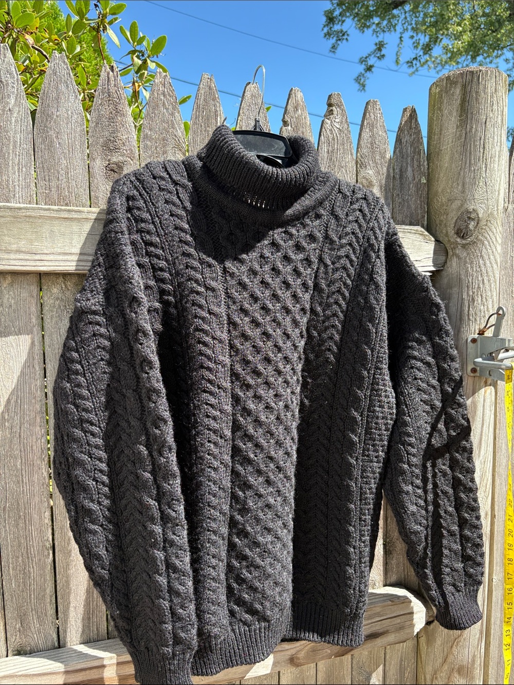 Carraig Donn large pure Irish wool black corded turtleneck!!!